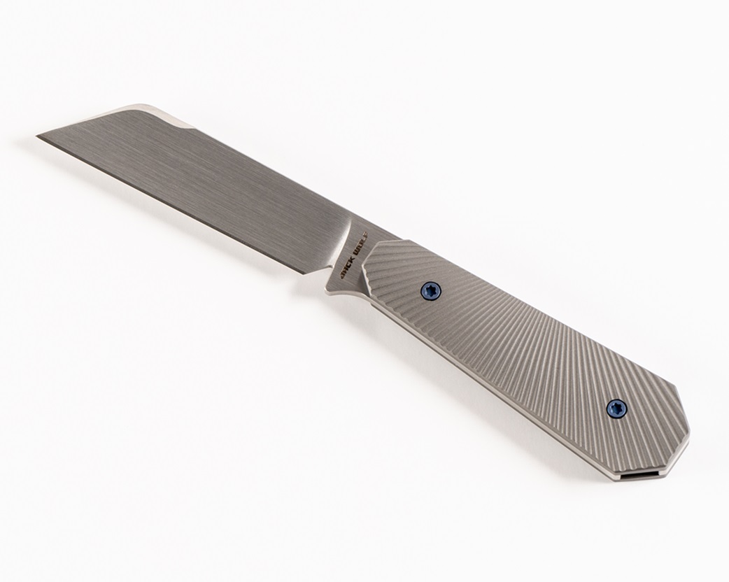 Jack Wolf FIXedc Fixed Blade Knife, S90V, Titanium Starburst, Leather Sheath, MIDNI-FX-01-TI-STAR